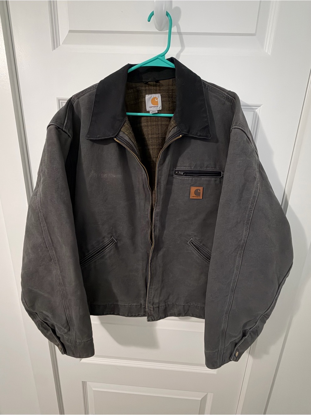 Vintage Carhartt Detroit Jacket J97 GVL Gravel Gray 2XL Blanket Lined